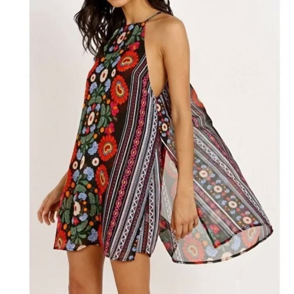 Show Me Your Mumu Byron Flowing Boho Print Tank Mini Dress in Mexicali